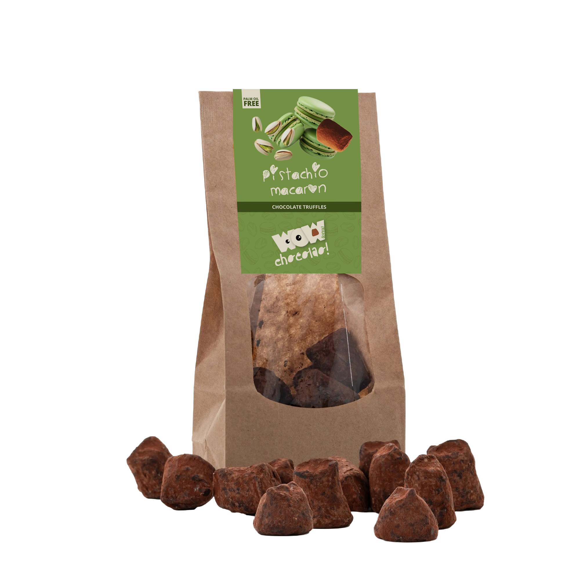 Pistachio Macaron Chocolate Truffles - Biodegradable bag 130g