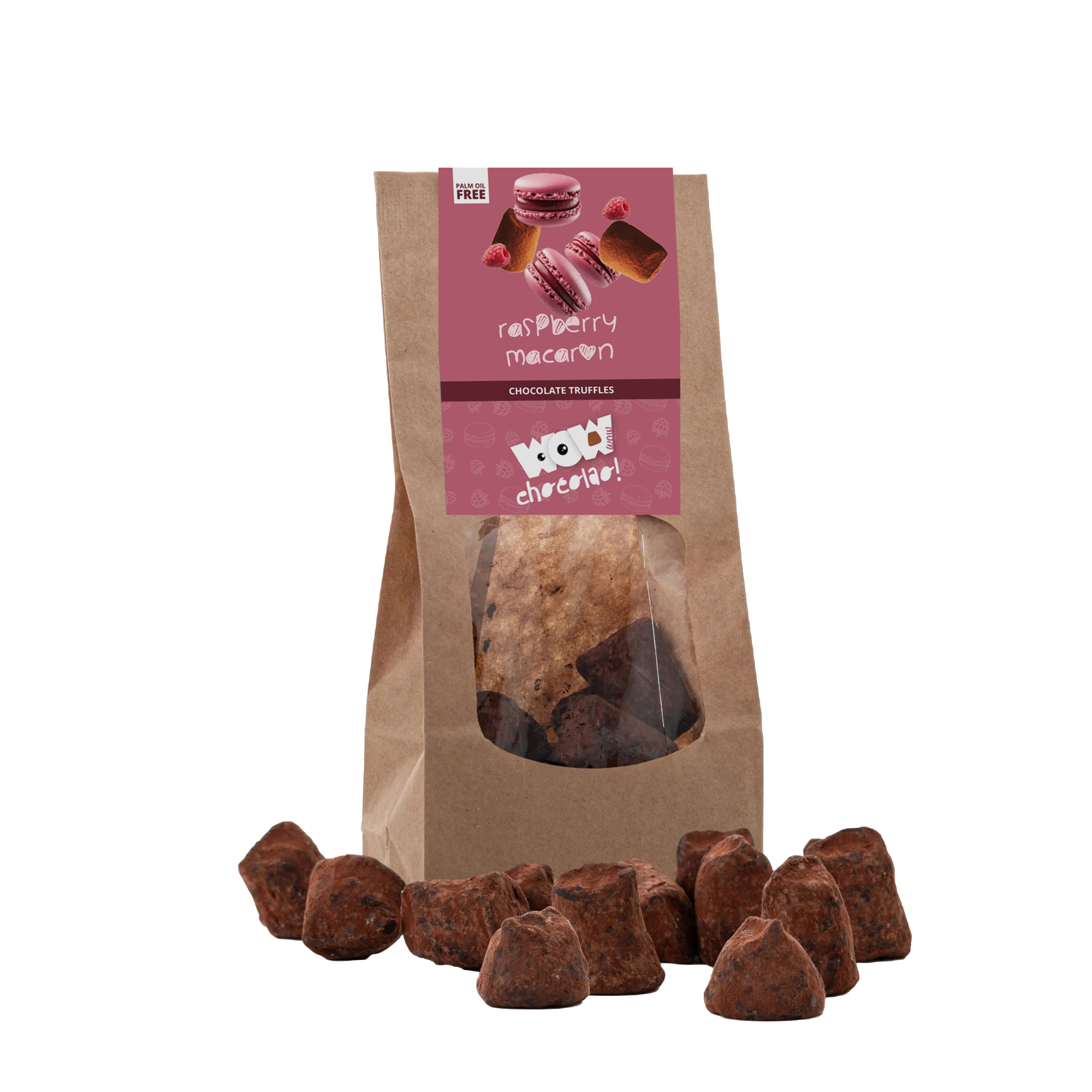 Raspberry Macaron Chocolate Truffles - Biodegradable bag 130g